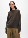 White + Warren Cashmere Drop Shoulder Crewneck Top In Deep Moss In Deep Moss