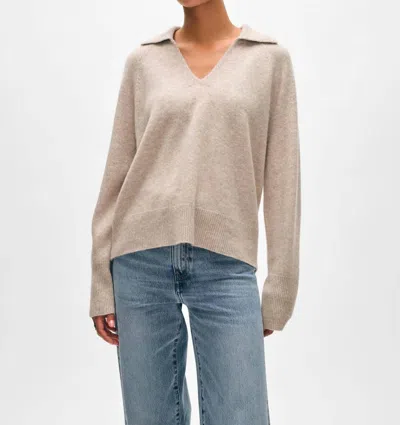 White + Warren Cashmere Easy Polo Sweater In Sandwisp In Multi