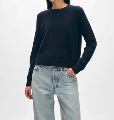 White + Warren Cashmere Easy Sweatshirt In Deep Navy In Blue