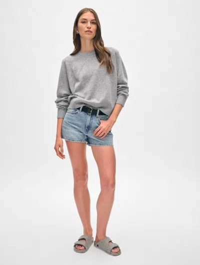 White + Warren Cashmere Easy Sweatshirt In Grey Heather