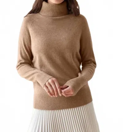 White + Warren Cashmere Essential Turtleneck Sweater In Beige In Brown