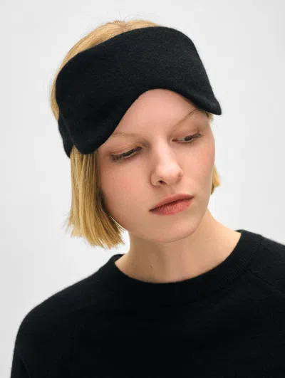 White + Warren Cashmere Eye Mask In Black Polyester/cashmere