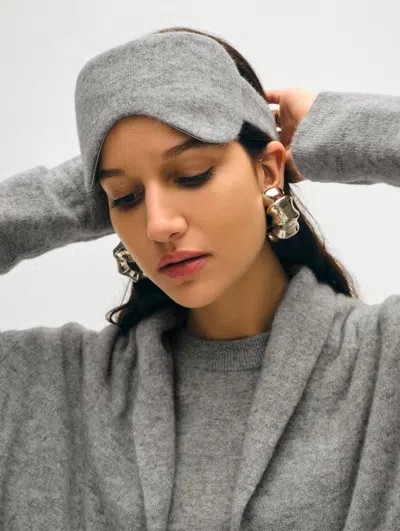 White + Warren Cashmere Eye Mask In Grey Heather Polyester/cashmere