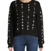 WHITE + WARREN CASHMERE FLORAL EMBROIDERED CABLE CREWNECK SWEATER
