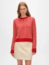 White + Warren Cashmere Gingham Crewneck Top In Desert Red/natural In Desert Red/natural