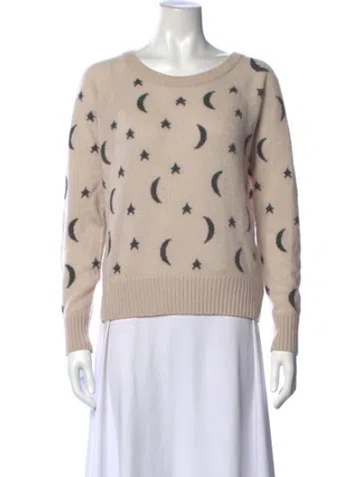 Pre-owned White + Warren Cashmere Graphic Print Sweater In Black/neutrals