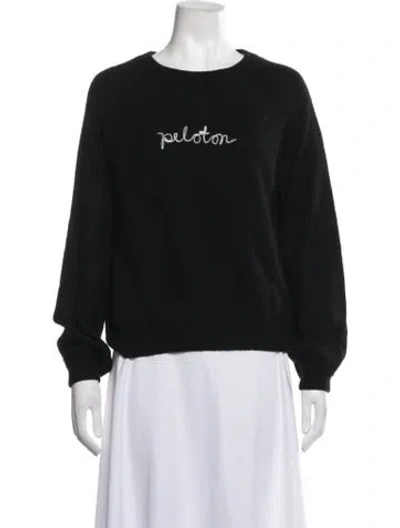 Pre-owned White + Warren Cashmere Graphic Print Sweater In Blue