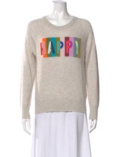 Pre-owned White + Warren Cashmere Graphic Print Sweater In Gray