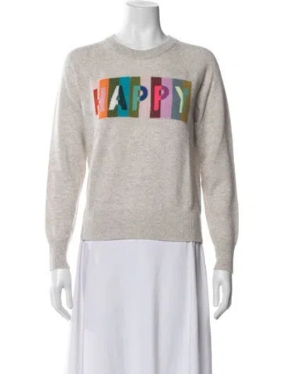 Pre-owned White + Warren Cashmere Graphic Print Sweater In Multi