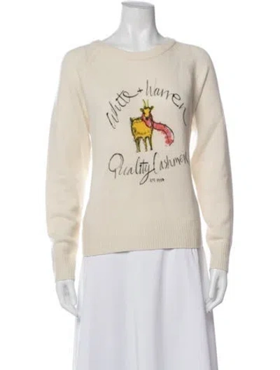 Pre-owned White + Warren Cashmere Graphic Print Sweater In Multi