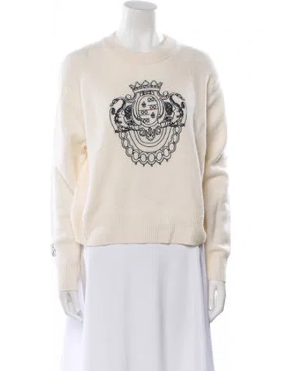 Pre-owned White + Warren Cashmere Graphic Print Sweater In Neutral