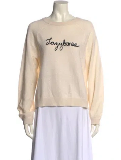 Pre-owned White + Warren Cashmere Graphic Print Sweater In Neutral