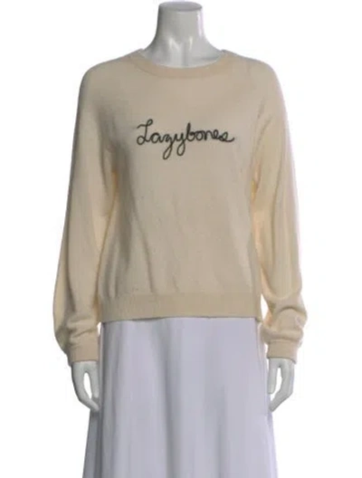 Pre-owned White + Warren Cashmere Graphic Print Sweater In Neutral