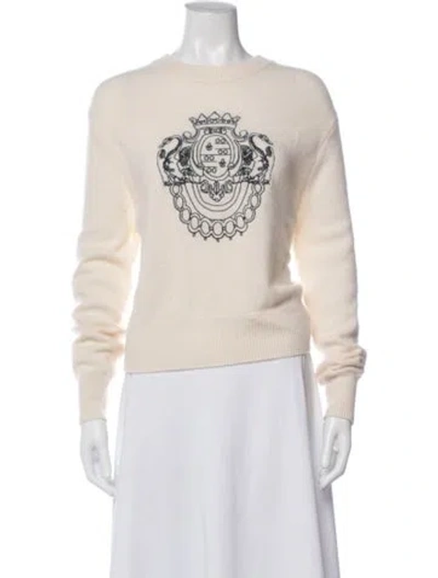Pre-owned White + Warren Cashmere Graphic Print Sweater In Neutral