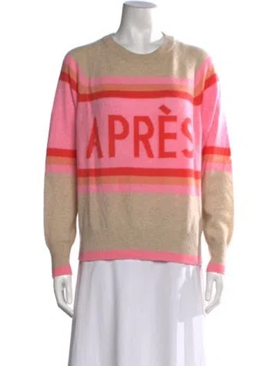 Pre-owned White + Warren Cashmere Graphic Print Sweater In Pink