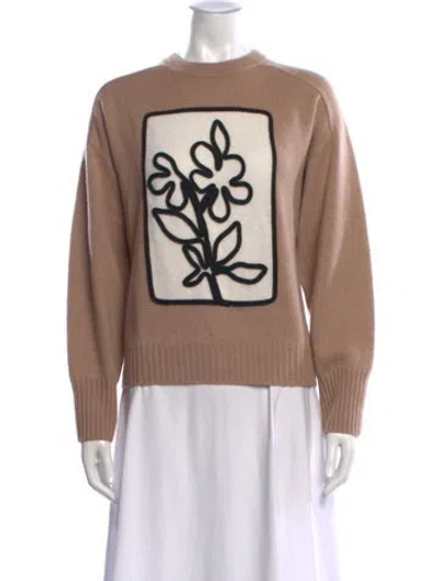 Pre-owned White + Warren Cashmere Graphic Print Sweater W/ Tags In Neutral