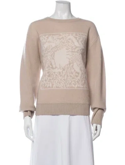 Pre-owned White + Warren Cashmere Graphic Print Sweater W/ Tags In Purple