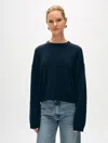 White + Warren Cashmere Heart Drop Shoulder Sweater In Deep Navy Blue In Deep Navy Blue