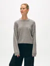 White + Warren Cashmere Heart Drop Shoulder Sweater In Grey Heather In Grey Heather
