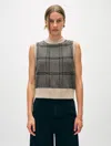 White + Warren Cashmere Houndstooth Shell Sweater In Sandwisp/black In Sandwisp/black
