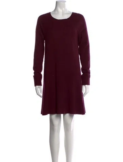 Pre-owned White + Warren Cashmere Knee-length Dress In Burgundy