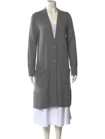 Pre-owned White + Warren Cashmere Knee-length Dress In Gray