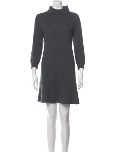 Pre-owned White + Warren Cashmere Knee-length Dress In Gray
