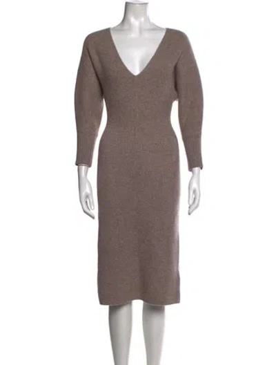 Pre-owned White + Warren Cashmere Knee-length Dress In Grey