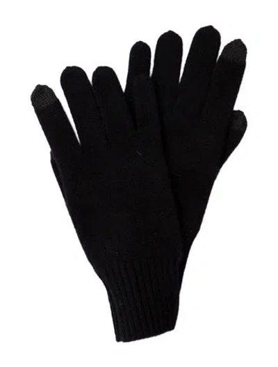 Pre-owned White + Warren Cashmere Knit Winter Gloves In Black
