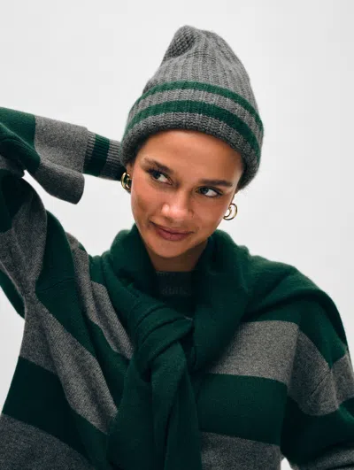 White + Warren Cashmere Luxe Beanie In Graphite/deep Emerald