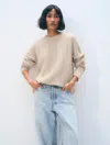 White + Warren Cashmere Luxe Cable Crewneck Natural Heather Top In Neutral