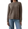 White + Warren Cashmere Luxe Cable Crewneck Sweater In Driftwood Heather In Brown