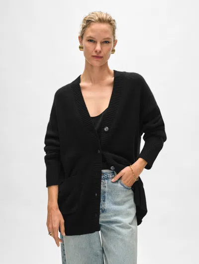 White + Warren Cashmere Luxe Pocket Cardigan Sweater In Black