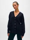 White + Warren Cashmere Luxe Pocket Cardigan Sweater In Deep Navy Blue In Deep Navy Blue
