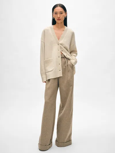 White + Warren Cashmere Luxe Pocket Cardigan Sweater In Natural Heather