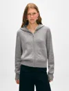 White + Warren Cashmere Luxe Zip Hoodie In Grey Heather In Grey Heather