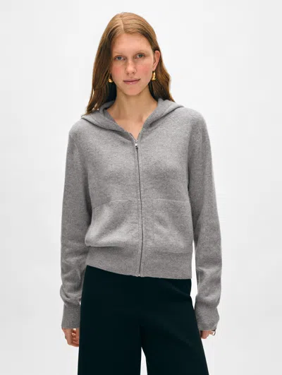 White + Warren Cashmere Luxe Zip Hoodie In Grey Heather