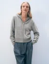 White + Warren Cashmere Luxe Zip Hoodie In Grey Heather In Brown