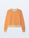 White + Warren Cashmere Mesh Sweatshirt Bright Orange & Cornsilk In Orange