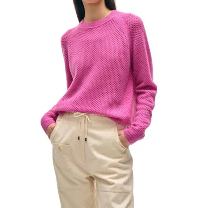 White + Warren Cashmere Mesh Sweatshirt In Fondant Pink In Multi