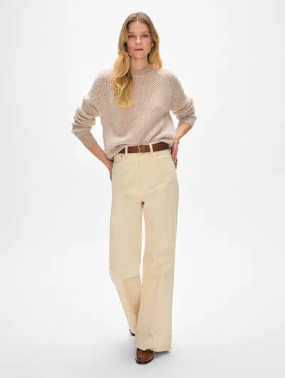 White + Warren Cashmere Mesh Sweatshirt In Sand Wisp Heather