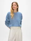 White + Warren Cashmere Mesh Sweatshirt In Soft Blue In Soft Blue