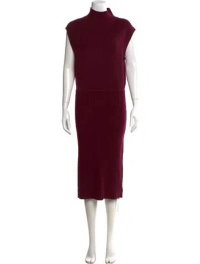 Pre-owned White + Warren Cashmere Midi Length Dress W/ Tags In Burgundy