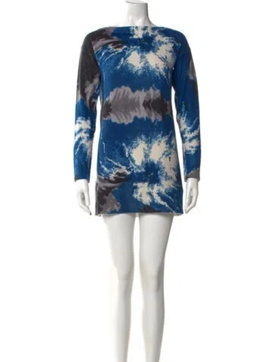 Pre-owned White + Warren Cashmere Mini Dress In Blue