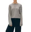 White + Warren Cashmere Mini Heart Sweatshirt In Grey Heather In Gray