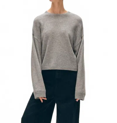 White + Warren Cashmere Mini Heart Sweatshirt In Grey Heather In Gray