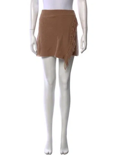 Pre-owned White + Warren Cashmere Mini Skirt In Brown