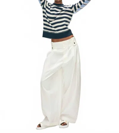 WHITE + WARREN CASHMERE MIXED STRIPE CREWNECK TOP IN BLUE COMBO
