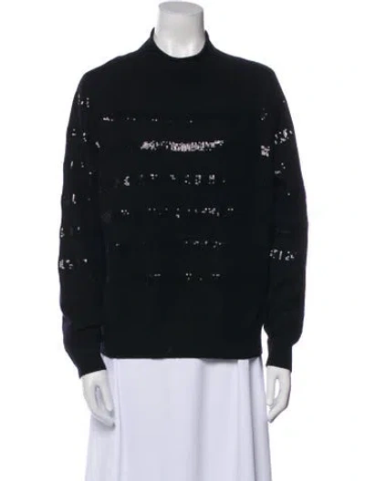 Pre-owned White + Warren Cashmere Mock Neck Sweater In Black