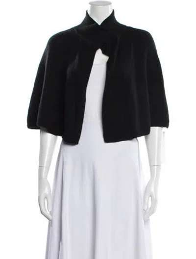 Pre-owned White + Warren Cashmere Mock Neck Sweater In Black